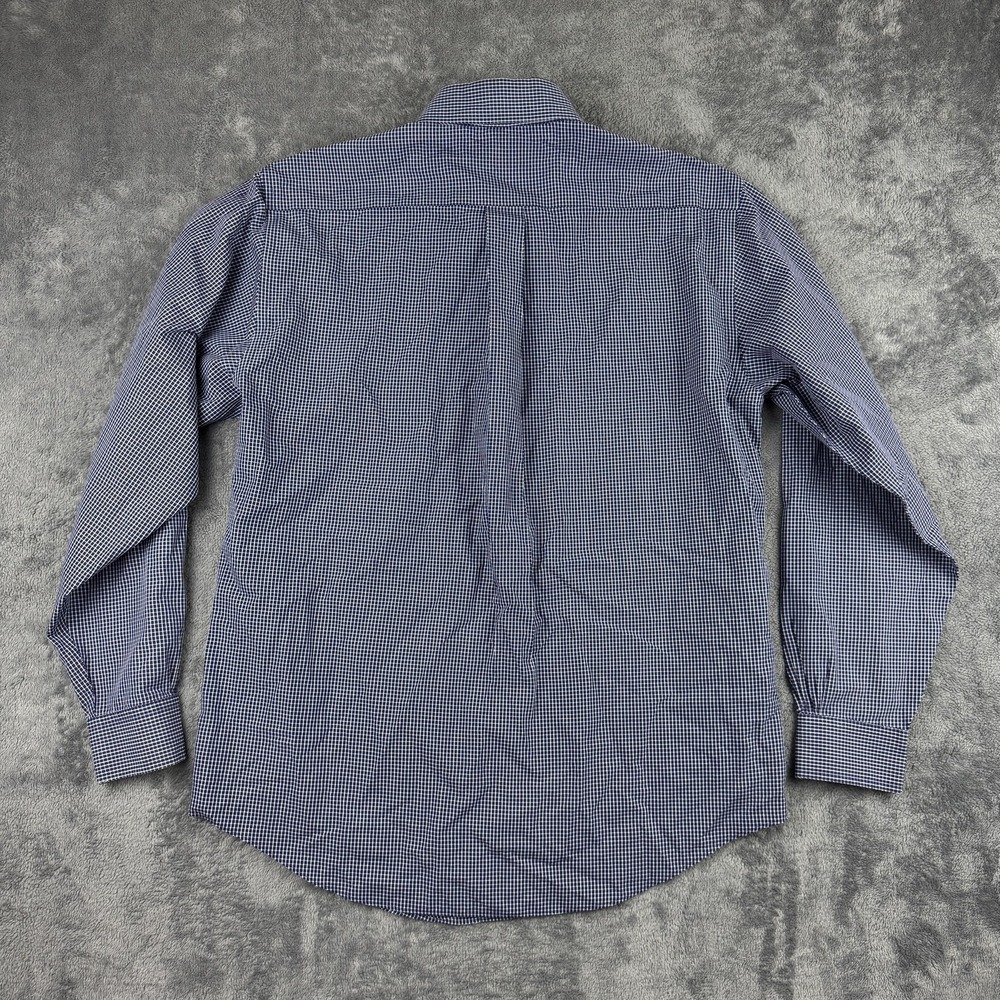 Brooks Brothers Shirt Mens Medium Blue White Non-Iron Button Down Gingham Check‎ - Picture 3 of 6